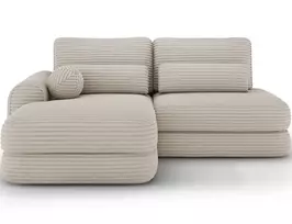 Ripeli Corner Sofa Bed with Storage, Beige Velvet, Left-Hand Facing, Modern, Beige