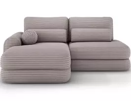 Ripeli Corner Sofa Bed with Storage, Light Grey Velvet, Left-Hand Facing, Modern, Light Gray