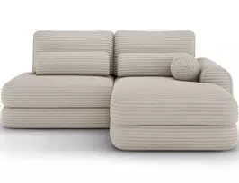 Ripeli Corner Sofa Bed with Storage, Beige Velvet, Right-Hand Facing, Modern, Beige