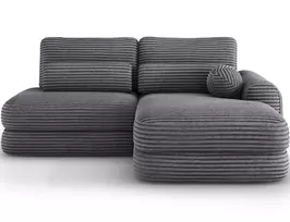 Ripeli Corner Sofa Bed with Storage, Grey Velvet, Right-Hand Facing, Modern, Gray
