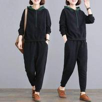 Casual Sports Suit Women's Loose Hooded Fashion Plus Size Spring and Autumn Sweater Running Suit Two-piece Suit XXXXL