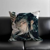 Muichiro Tokito Anime Demon Slayer Pillow Case Skin-Friendly And Comfortable Fabric Pillowcase Lnvisible Lilky Zipper 12x12Inch black