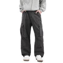 Men Retro Cargo Pants Multi Pocket Casual Baggy Trousers Loose Fit Wide Leg Trousers for XL pilka