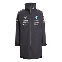 Adidas Mercedes - Amg Petronas Formula 1 komandos lietaus parkas Dryžuotas užtrauktuku Aukštu kaklu ilgomis rankovėmis Parkas Vyriškas viršutinis drabužis KF6051 M gray