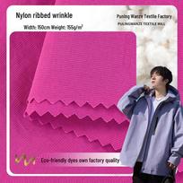 Water-Repellent Nylon Horizontal Stripe Fashion Windbreaker Fabric, 155g, Available In Stock White