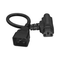 C20 to C13 and 5 15R Y Splitter Power Plug Adapter for US Standard 3 Hole Socket IEC320 Compliant black