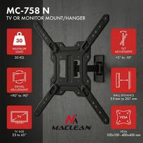 Maclean TV or Monitor Mount / Bracket, max. 23–65", max. load 30 kg, universal, max. VESA 400x400, MC-758 N