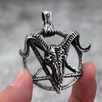 Vintage Hollow Goat Head Pendant Necklace for Men Stainless Steel Gothic Jewelry