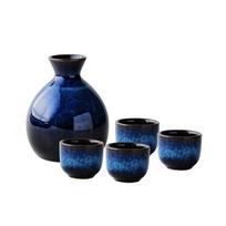 Sveiki, kūrybingas buitinis japoniško stiliaus sake rinkinys Mėlyna mini keraminė kolba Vintažinis vyno butelis Flagonas Alkoholiniai gėrimai Gėrimų indai klubų kolba 5pcs