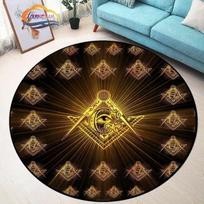 Masonų apvalus kilimas Freemasonry neslystantis kilimėlis Freemason Living Room Didelė All Seeing Eye Arbatos stalo arba kėdės kilimėlis 60cmx60cm