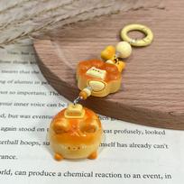 Xiaohongshu Cute Pineapple Bun Keychain: Girl's Food-Themed Pendant & Mobile Phone Lanyard brown