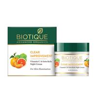 Biotique Vitamin C & Gotu Kola Night Cream For Glowing Skin 50Gm Organic Brightening Anti-Aging Skincare