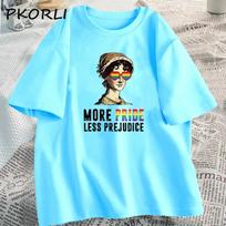 More Pride Less Prejudice T-shirt Women Lgbt Pride T Shirt Gay Proud Ally Pride Month Ba Kind Tees Csual Cotton O Neck Tops S