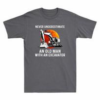 Never Underestimate An Old Man With An Excavator Retro Sunset Men's T-Shirt Tee Unisex T-Shirt M