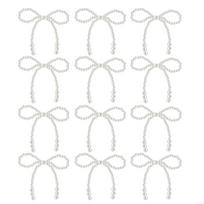 Pearls Bowknot Cake Decoration Cupcake Toppers for Wedding Baby Showers Birthday China Mainland white