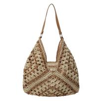 Handwoven Crochet Bohemian Tote Bag for Women Beach Vacation Summer Travel Lightweight Casual Chic chaki