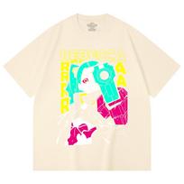 230 Gsm 100% Cotton Cyberpunk Edgerunners V5 Rebecca Print Unisex Heavy Cotton T Shirt XS abrikosas