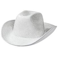 Cowboy Hat with Sequins Surface Glitter Rave Cowgirl Hat 58cm/23  Cap Circumference Fit for Men and Women 1 balta