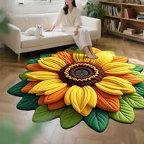 Svetainės 3D grindų kilimėlis Gėlių kilimas Apvalus namų Peonijos gėlės žiedlapio formos Svetainės naktinio staliuko kilimėlis KTY 40*40cm yellow
