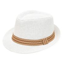 Linen Panama Trilby Hat Breathable Jazz Beach Hat Lightweight Fedora Sun Hat  Travel balta