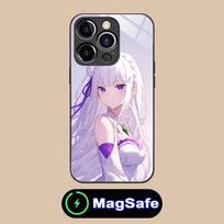 ReZero Emilia Waifu Mobile Phone Case for iPhone 17 16 15 14 13 12 11 Air Pro Max Plus Mini MagSafe Glass Colorful Cover Luxury iPhone17