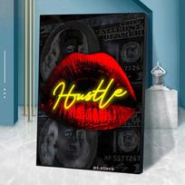 Hustle Seksualios raudonos lūpos Pinigai Doleris Muaro fonas Menas Estetika Plakatas Šiuolaikinis svetainės apdaila Drobė Tapyba Paveikslėlis (su rėmeliu) 15*20cm(with frame)