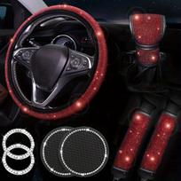 1 komplektas automobilių dalys, papuošalų priedai vairas, saugos diržas, žiedas ant pečių, logotipo lipdukas 8 pcs raudona