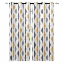Geometric Striped Yellow Gray Blackout Curtains For Living Room Bedroom Printed Window Treatment Drapes Home Decor W135 x H92cm white