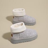 Suede Snow Boots Women'S Winter Short Tube Warm And Piled Thickened Knitted Cotton Shoes Platform Shoes 35 pilka spalva