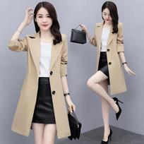 High-End Spring & Autumn Mid-Length Windbreaker for Petite Women - Long Sleeve, Slim Fit Cardigan XXL