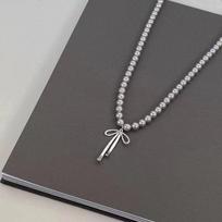 Elegent Vintage Choker Bowknot Pendant Choker Necklace for Women Gray Pearls Neck Jewelry Wedding Y2K Jewelry Gifts KTJ