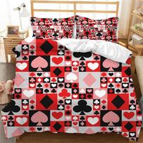 Poker Duvet Cover King Twin Card Game Bedding Set Microfiber Gamer Playing Comforter Cover Boys Retro Game Red Black Quilt Cover EU Single(135x200cm)