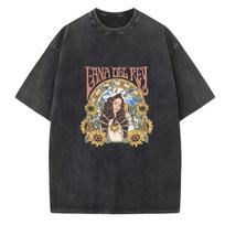 Lana Del Rey Shirts Vintage Harajuku Summer Unisex Regular O-Neck Short Sleeve Casual Cotton T-Shirts Printing S gray