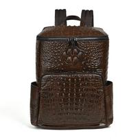 Krokodilo rašto retro vašku impregnuotos odos kuprinė Vyriška odinė kuprinė Viršutinio sluoksnio karvės odos kuprinė Laisvalaikio minimalistinė kelioninė kompiuterio krepšys black