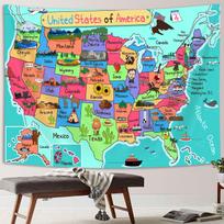 Tapestry: Caricature of the Map of the United States by Voshin 75x100 juoda