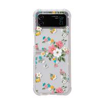 For Samsung Galaxy Z Flip 4 Zflip 3 Case Flower Pattern Bracelet Transparent Soft Silicone Folding Shockproof Protection Cover For Galaxy Z Flip 4