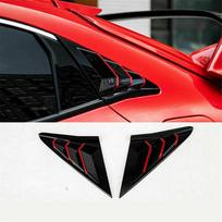2016-2021 Honda Civic Hečbekas Galinio Šoninio Ventiliacinio Langelio Žaliuzių Dangtelis Juodas+Raudonas