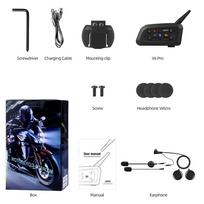 „V6 Plus“ motociklo šalmo ausinės „Bluetooth5.0“ belaidis domofonas „Waki-Talkie“ laisvų rankų įranga Muzika 1500M vidinis komunikatorius, skirtas 6 vairuotojams, dvigubi mikrofonai 1PCS black