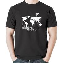 Adventure Awaits World Map for Travel Vacations T-Shirt Sweatshirt Hoodie Tanktop for Men Women Kids Black S įvairiaspalvis