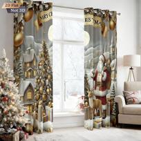 2 Christmas tree Santa Claus print perforated blackout curtains various size living room insulation decoration machine washable 100*130 Grommet Top 1pcs