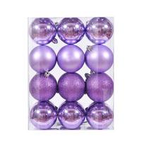24Pcs Christmas Balls Bright Color Matte Finish Smooth Surface Shatterproof Wide Application Enhance Atmosphere PS Material Xmas Tree Glitter Balls 3cm šviesiai violetinė spalva