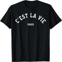 C'est La Vie Paris France Women Men Vintage Summer Graphic T-Shirt S juoda