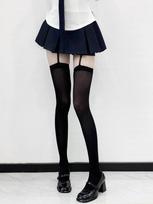 Summer White Thigh-High Stockings - Sheer Sexy Black/White Over-the-Knee Silk Suspenders One Size balta