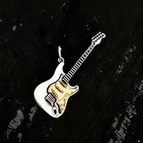 Roko elektrinės gitaros pakabukas ant kaklo Retro Punk Hip Hop Unisex Šaunus individualizuotas papuošalas white