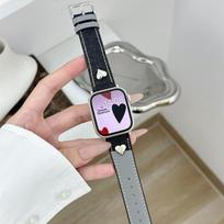 Love PU Leather Strap For Apple Watch Band 49mm 46mm 40mm 45mm 41mm 44mm 42mm Luxury Watchband Colour Block Bracelet For iWatch Series 10 9 8 7 Ultra2 42 44 45 49 46(S10） tamsiai mėlyna spalva