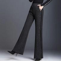 Šiltos plačios trikotažo kelnės Prašmatnios moteriškos storos elastinės aukšto juosmens Pantalone Snow Wear moteriškos tvirtos naujos M black