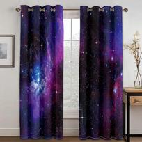 Galaxy Outer Space Curtains for Living Room, Bedroom Decoration, Art, Free Shipping Hook, 2 Pieces 100W130H(CM)40x51in&Hook black