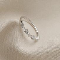 Butterfly Zircon Ring Women's Light Luxury Niche Design High Sense Fashion Personality Simple Open Ring Birthday Gift gray