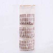 Three-Pocket Cotton Linen Over-the-Door Hanging Storage Bag