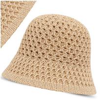 Moteriška Šiaudinė Bucket Hat Skrybėlė – Tamsios Šiaudų Spalvos Paplūdimio Skrybėlė, OSFM(56-58cm)